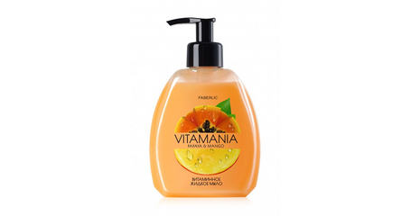 Жидкое мыло для рук Vitamania с ароматом «Манго и папайя» серия Beauty cafe